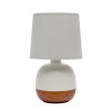 12" Dark Brown Ceramic Round Table Lamp With Gray Drum Shade