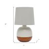 12" Dark Brown Ceramic Round Table Lamp With Gray Drum Shade