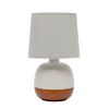 12" Dark Brown Ceramic Round Table Lamp With Gray Drum Shade
