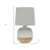 12" Light Brown Ceramic Round Table Lamp With Gray Drum Shade
