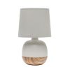 12" Light Brown Ceramic Round Table Lamp With Gray Drum Shade