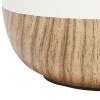 12" White And Natural Ceramic Round Table Lamp With White Drum Shade