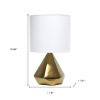 20" Gold Ceramic Novelty Table Lamp With White Drum Shade