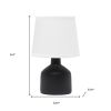 9" Black Concrete Novelty Table Lamp With White Drum Shade