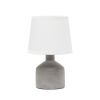 9" Gray Concrete Round Table Lamp With White Drum Shade