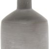 9" Gray Concrete Round Table Lamp With White Drum Shade