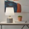 9" Gray Concrete Round Table Lamp With White Drum Shade