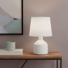 9" Off White Concrete Novelty Table Lamp With White Drum Shade