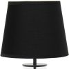 17" Black And Clear Glass And Metal Table Lamp With Black Drum Shade