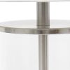 17" Nickel And Clear Glass And Metal Table Lamp With White Drum Shade