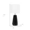 18" Black And Silver Ceramic Geometric Table Lamp With White Drum Shade