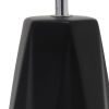 18" Black And Silver Ceramic Geometric Table Lamp With White Drum Shade