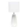 18" Off White Ceramic Geometric Table Lamp With White Drum Shade
