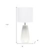 18" Off White Ceramic Geometric Table Lamp With White Drum Shade
