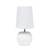 11" White Ceramic Round Table Lamp With White Drum Shade