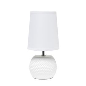 11" White Ceramic Round Table Lamp With White Drum Shade