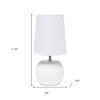 11" White Ceramic Round Table Lamp With White Drum Shade