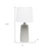 16" Taupe Ceramic Table Lamp With White Drum Shade