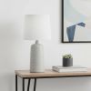 16" Taupe Ceramic Table Lamp With White Drum Shade