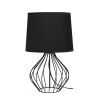 20" Black Metal Geometric Table Lamp With Black Drum Shade