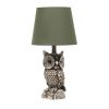 20" Brown And White Novelty Table Lamp With Green Drum Shade