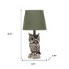20" Brown And White Novelty Table Lamp With Green Drum Shade