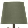 20" Brown And White Novelty Table Lamp With Green Drum Shade