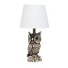 20" Brown And White Geometric Table Lamp With White Drum Shade