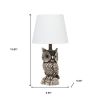 20" Brown And White Geometric Table Lamp With White Drum Shade