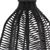 21" Black Rope Novelty Table Lamp With Light Gray Drum Shade