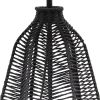 21" Black Rope Novelty Table Lamp With Light Gray Drum Shade