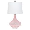 24" Pink And Clear Glass Novelty Table Lamp With White Drum Shade
