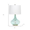 24" Blue And Silver Glass And Metal Novelty Table Lamp With White Drum Shade