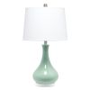 26" Aqua Ceramic Novelty Table Lamp With White Drum Shade