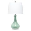 26" Aqua Ceramic Novelty Table Lamp With White Drum Shade