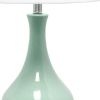 26" Aqua Ceramic Novelty Table Lamp With White Drum Shade