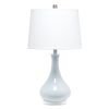 26" Light Blue Ceramic Round Table Lamp With White Drum Shade