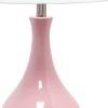 26" Rose And Clear Ceramic Round Table Lamp With White Drum Shade