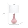 26" Rose And Clear Ceramic Round Table Lamp With White Drum Shade