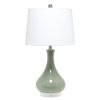 26" Sage And Clear Ceramic Novelty Table Lamp With White Drum Shade