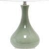 26" Sage And Clear Ceramic Novelty Table Lamp With White Drum Shade