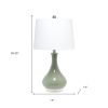 26" Sage And Clear Ceramic Novelty Table Lamp With White Drum Shade