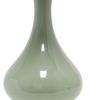 26" Sage And Clear Ceramic Novelty Table Lamp With White Drum Shade