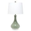 26" Sage And Clear Ceramic Novelty Table Lamp With White Drum Shade