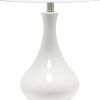 26" White Ceramic Round Table Lamp With White Drum Shade