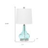 23" Blue And Silver Glass And Metal Novelty Table Lamp With White Drum Shade