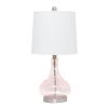 23" Rose And Silver Glass And Metal Round Table Lamp With White Drum Shade