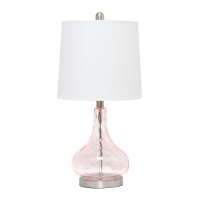 23" Rose And Silver Glass And Metal Round Table Lamp With White Drum Shade