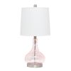 23" Rose And Silver Glass And Metal Round Table Lamp With White Drum Shade