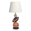 22" Brown Geometric Table Lamp With Beige Drum Shade
